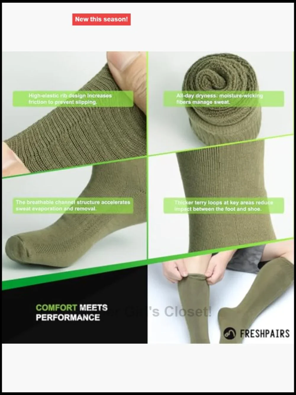 Over-the-Calf Hiking Socks, Moisture-Wicking Tactical Boot Socks 4-Pack